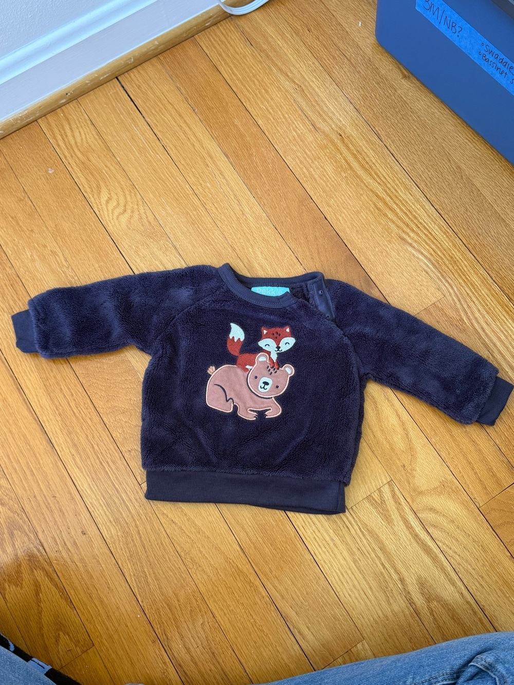 Pekkle Plush Sweatshirt with Fox & Bear - 3 months